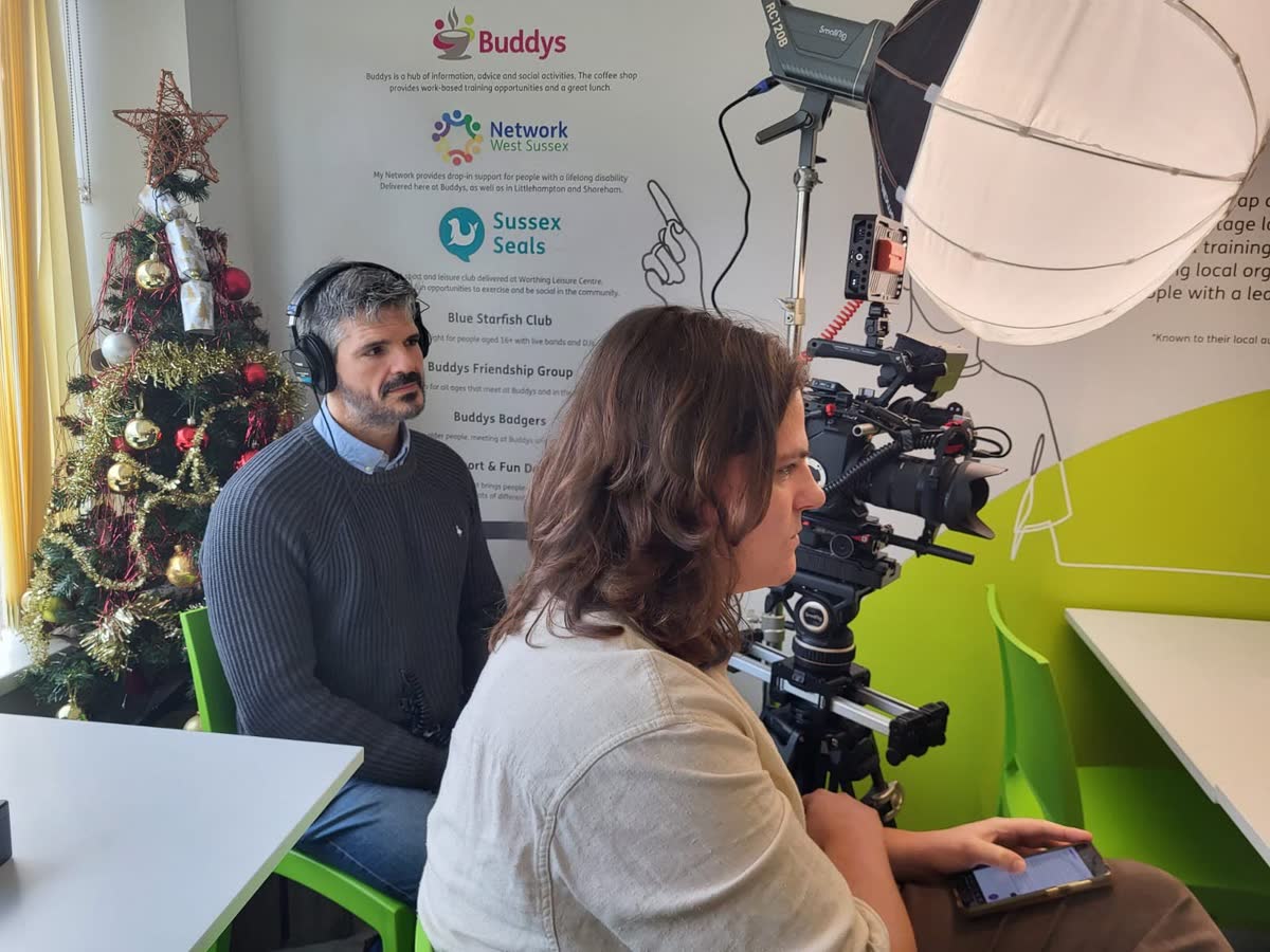 On set at Buddys community cafe in Worthing