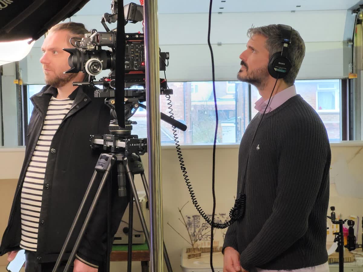 Directing a studio shoot on a cinema camera rig